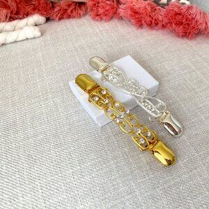 Sweater Clips Set of 2 NEW Jacket Dress Cinch Cardigan Modest Silver/Goldtone